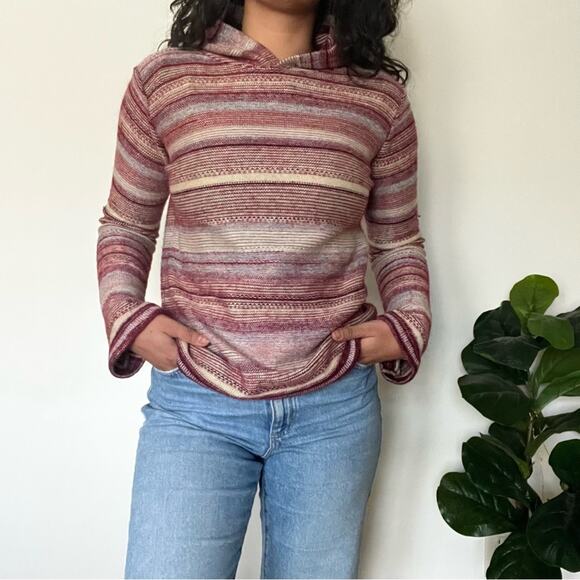 Reusch Meltex Knit Hoodie Top Small Red Multicolor Striped Gorpcore Cabincore - Picture 9 of 9